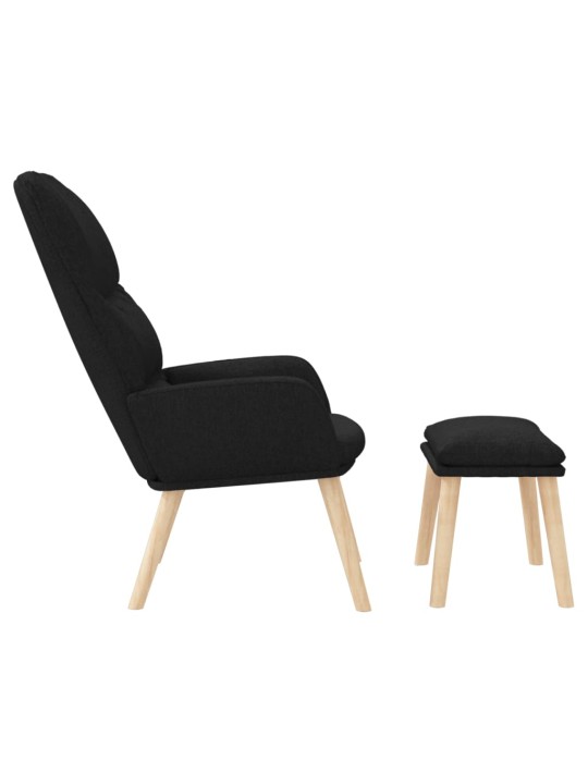 Relaxační křeslo se stoličkou černé textil