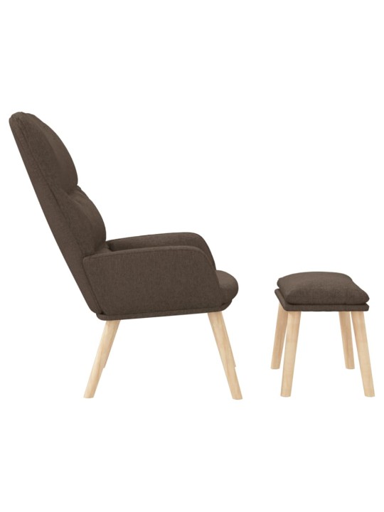 Relaxační křeslo se stoličkou taupe textil