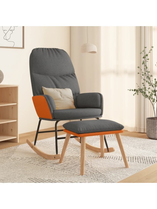 Houpací křeslo se stoličkou světle šedé textil