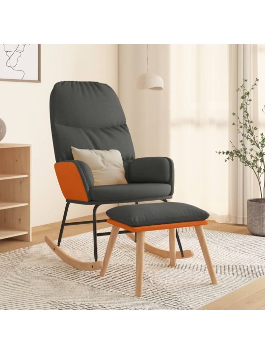 Houpací křeslo se stoličkou tmavě šedé textil