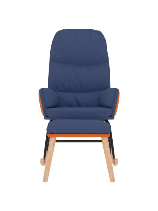 Houpací křeslo se stoličkou modré textil
