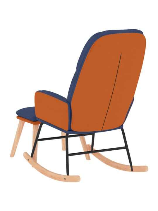 Houpací křeslo se stoličkou modré textil