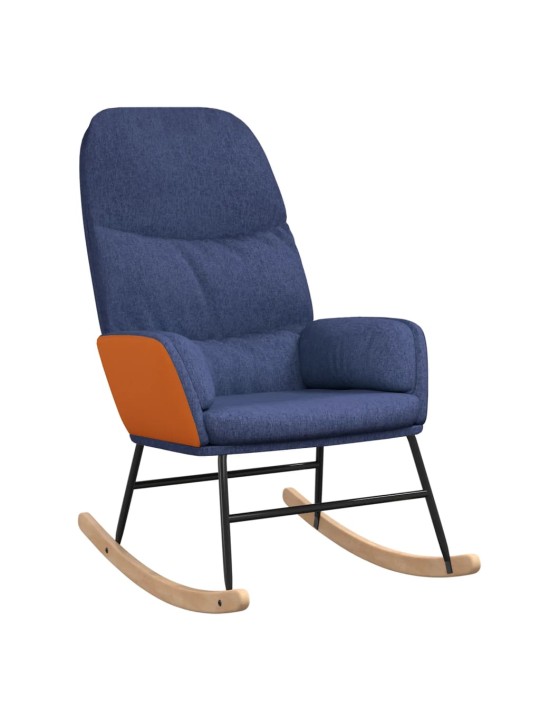 Houpací křeslo se stoličkou modré textil