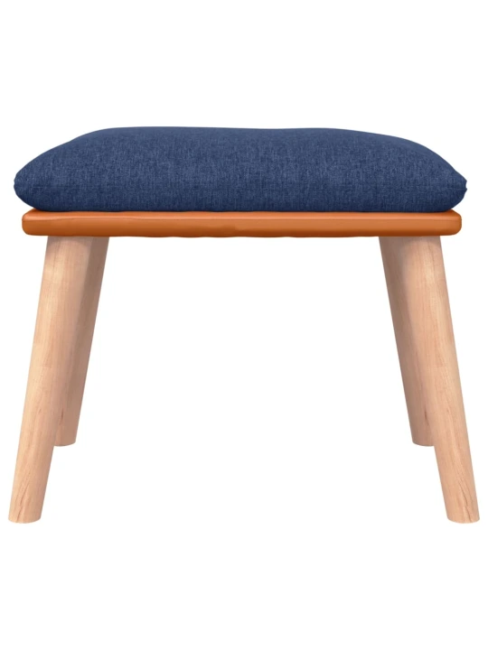 Houpací křeslo se stoličkou modré textil