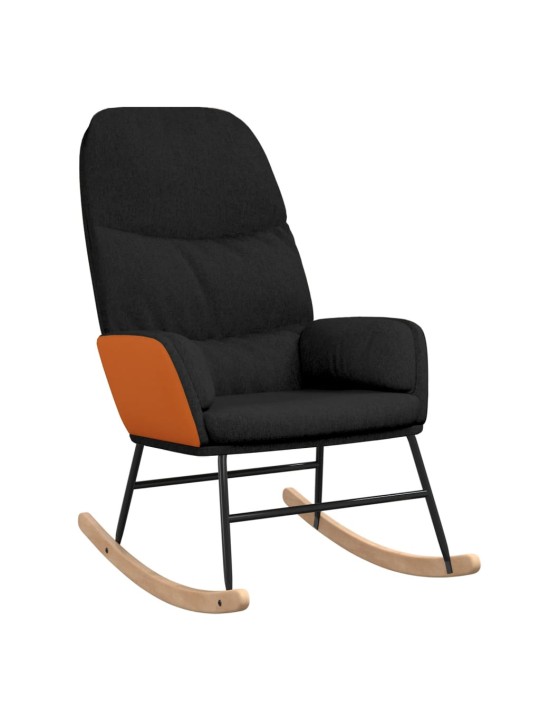 Houpací křeslo se stoličkou černé textil