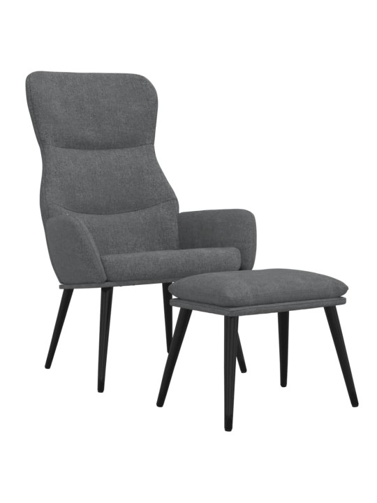 Relaxační křeslo se stoličkou světle šedé textil