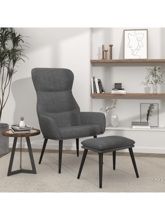 Relaxační křeslo se stoličkou světle šedé textil