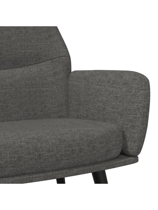 Relaxační křeslo se stoličkou tmavě šedé textil