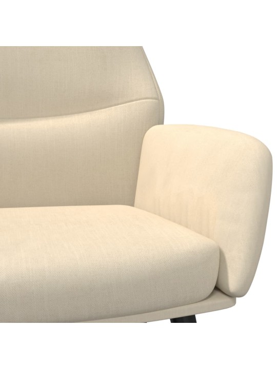 Relaxační křeslo se stoličkou krémové textil
