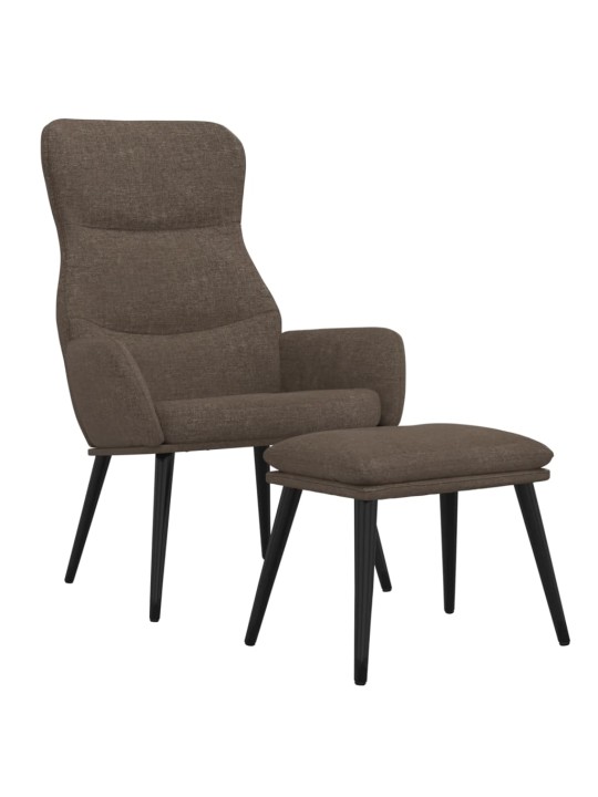 Relaxační křeslo se stoličkou taupe textil
