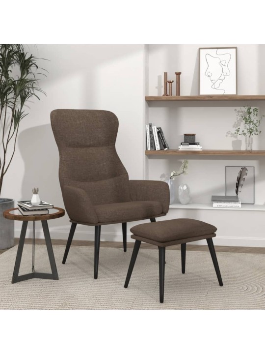Relaxační křeslo se stoličkou taupe textil