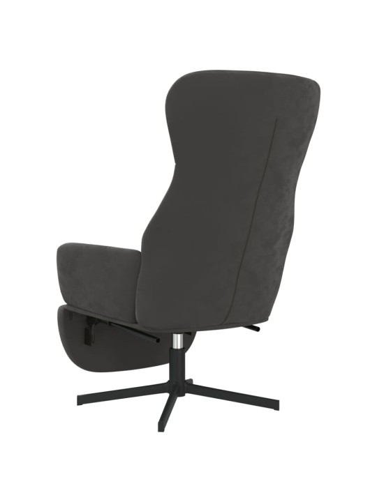 Relaxační křeslo s podnožkou tmavě šedé samet