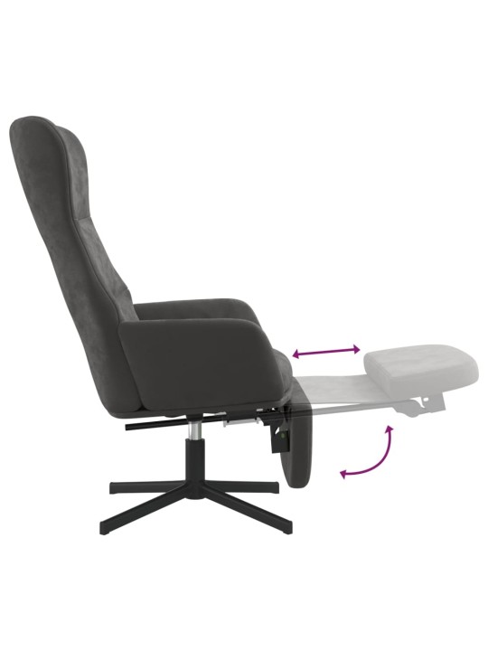 Relaxační křeslo s podnožkou tmavě šedé samet