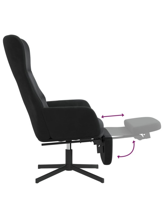 Relaxační křeslo s podnožkou černá samet