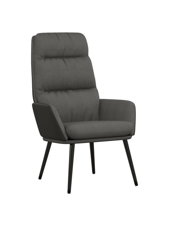 Relaxační křeslo se stoličkou tmavě šedé textil a umělá kůže