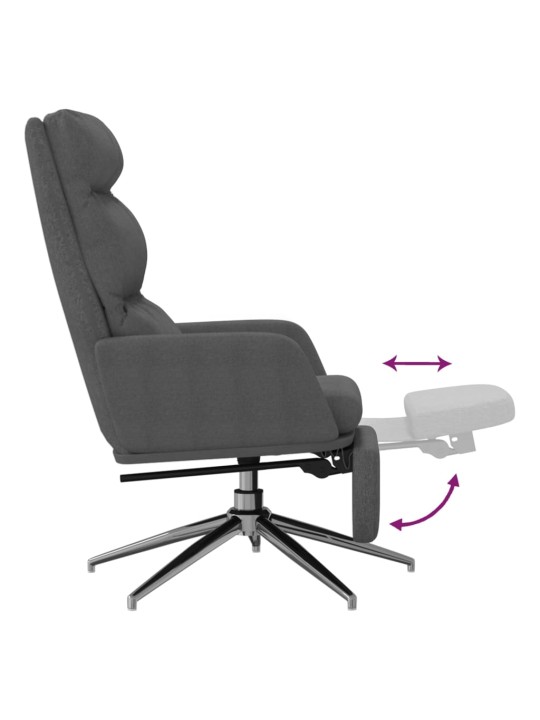 Relaxační křeslo s podnožkou tmavě šedé textil