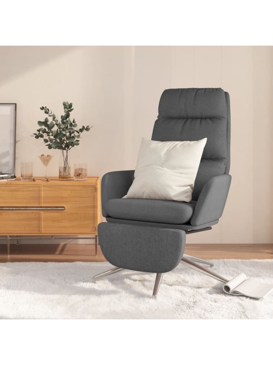 Relaxační křeslo s podnožkou tmavě šedé textil