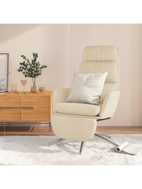 Relaxační křeslo s podnožkou krémové textil