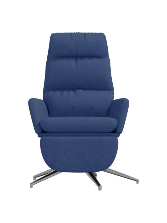 Relaxační křeslo s podnožkou modré textil