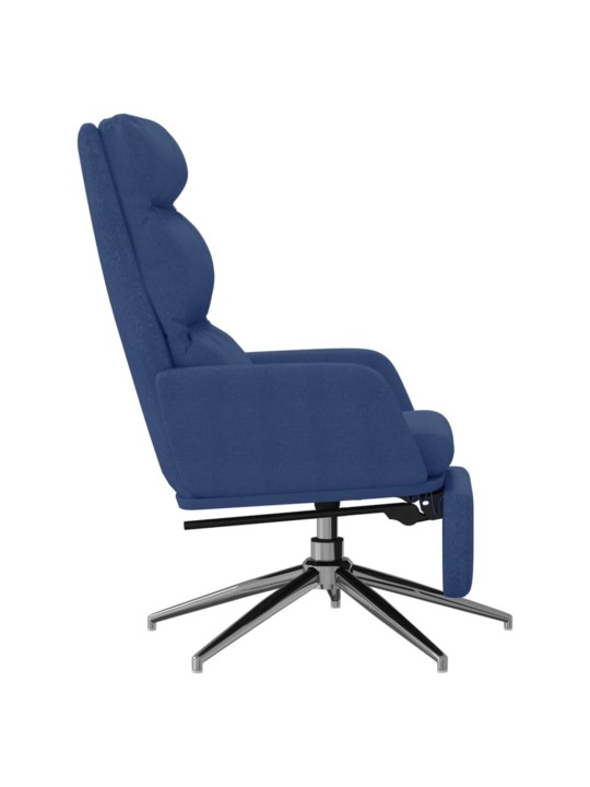 Relaxační křeslo s podnožkou modré textil