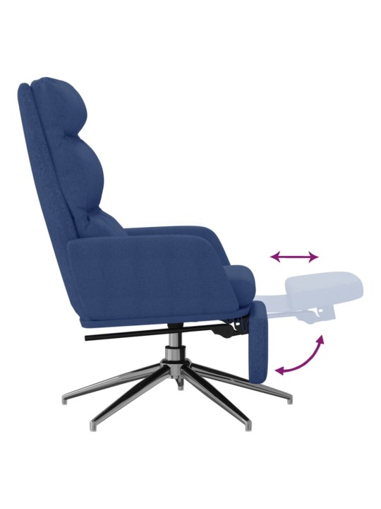 Relaxační křeslo s podnožkou modré textil