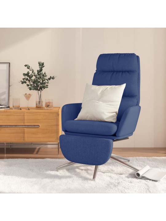 Relaxační křeslo s podnožkou modré textil