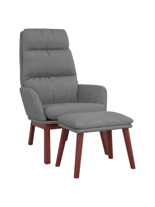 Relaxační křeslo se stoličkou světle šedé textil