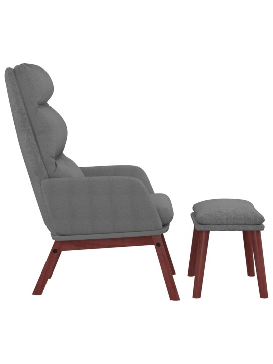 Relaxační křeslo se stoličkou světle šedé textil