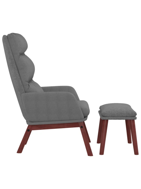 Relaxační křeslo se stoličkou světle šedé textil