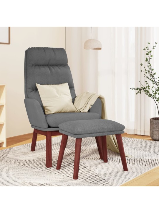 Relaxační křeslo se stoličkou světle šedé textil