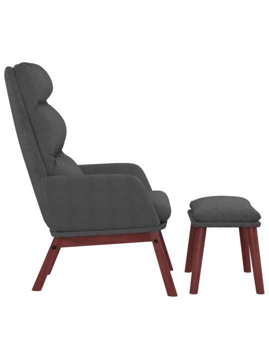 Relaxační křeslo se stoličkou tmavě šedé textil