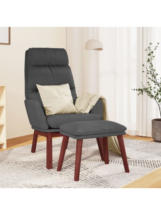 Relaxační křeslo se stoličkou tmavě šedé textil