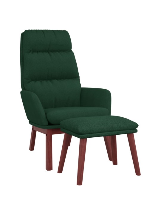 Relaxační křeslo se stoličkou tmavě zelené textil