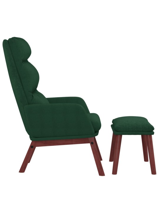Relaxační křeslo se stoličkou tmavě zelené textil