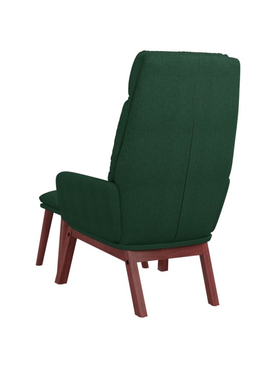 Relaxační křeslo se stoličkou tmavě zelené textil
