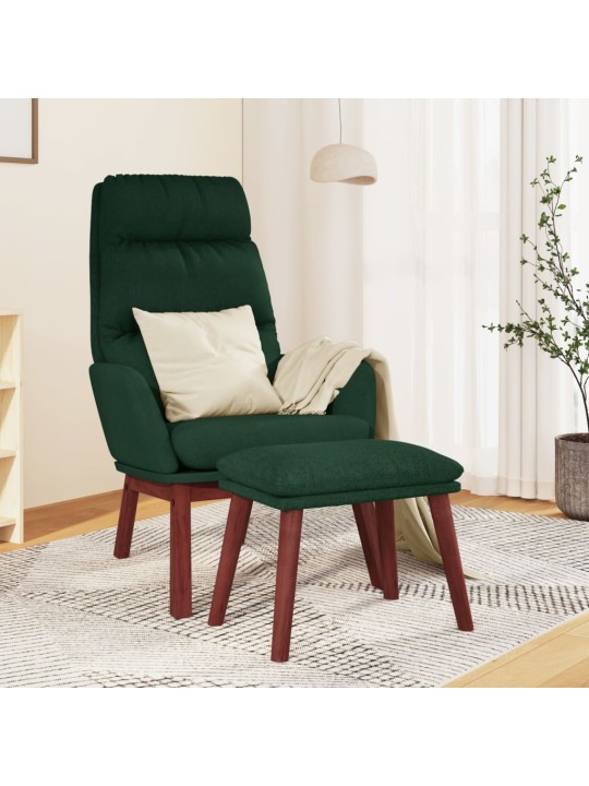 Relaxační křeslo se stoličkou tmavě zelené textil