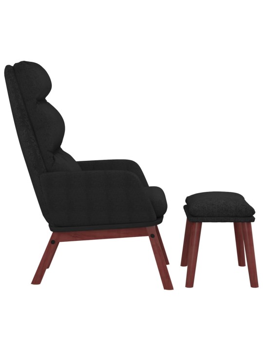 Relaxační křeslo se stoličkou černé textil