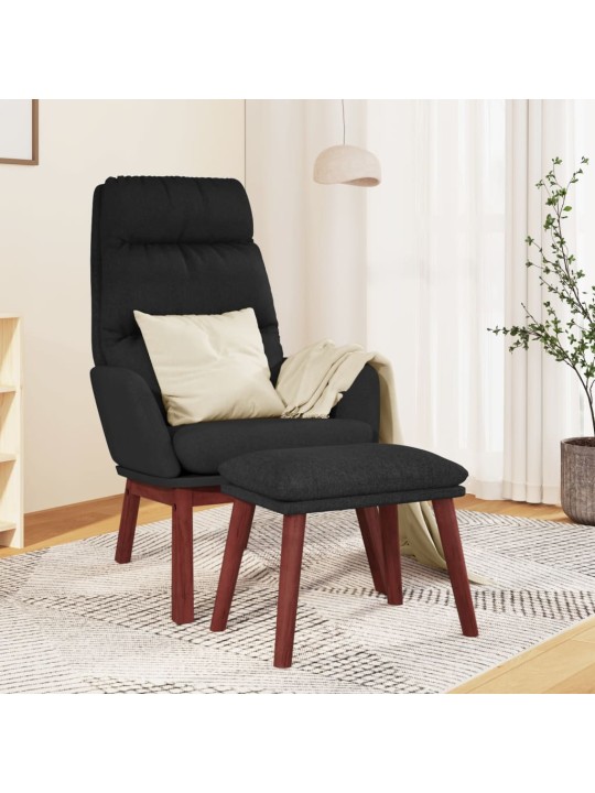 Relaxační křeslo se stoličkou černé textil