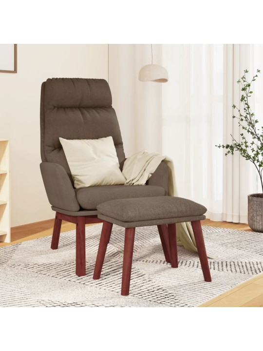 Relaxační křeslo se stoličkou taupe textil