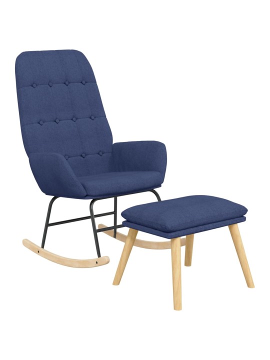 Houpací křeslo s podnožkou modré textil