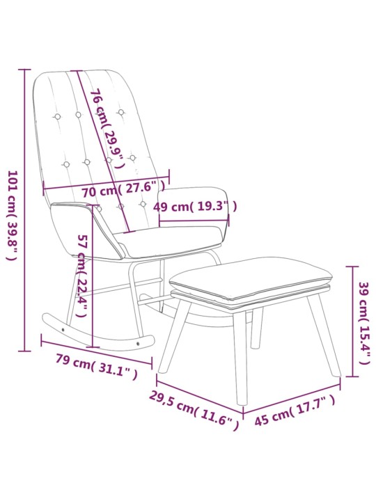 Houpací křeslo s podnožkou modré textil