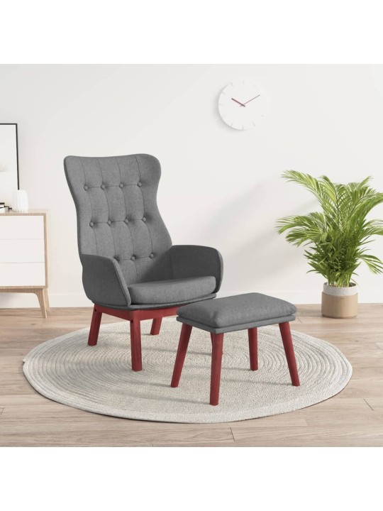 Relaxační křeslo s podnožkou světle šedé textil