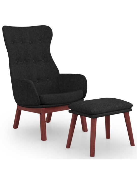Relaxační křeslo s podnožkou černé textil