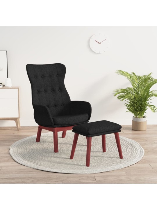 Relaxační křeslo s podnožkou černé textil