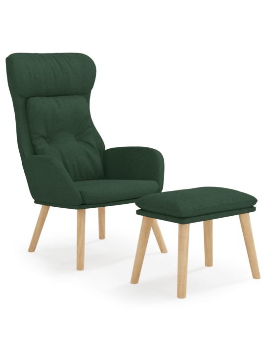 Relaxační křeslo s podnožkou tmavě zelené textil