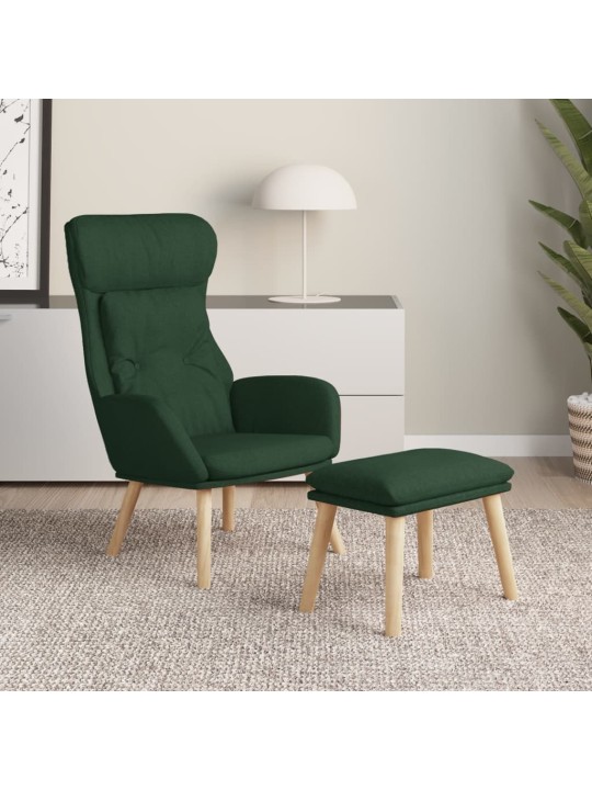 Relaxační křeslo s podnožkou tmavě zelené textil