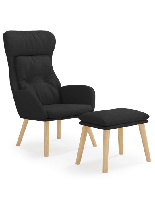 Relaxační křeslo s podnožkou černé textil