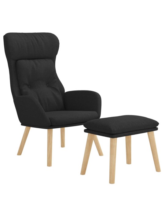 Relaxační křeslo s podnožkou černé textil