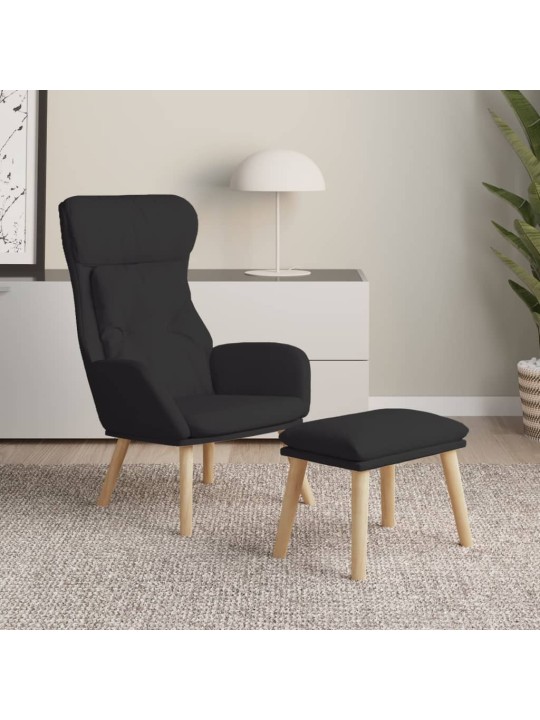 Relaxační křeslo s podnožkou černé textil
