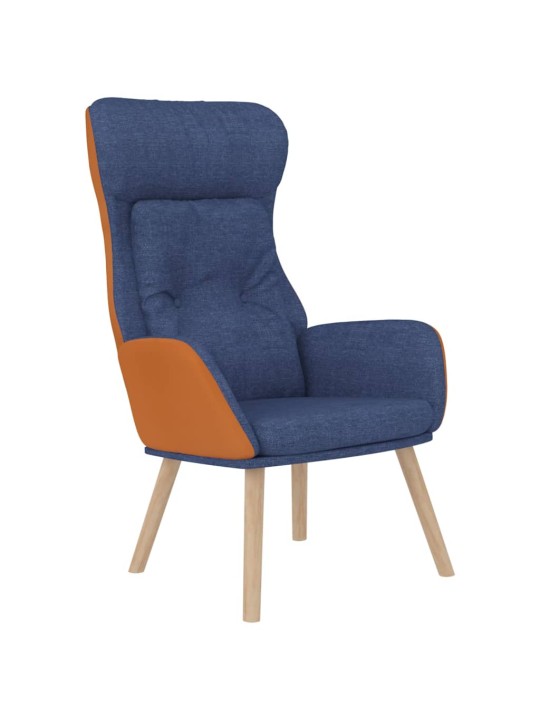 Relaxační křeslo s podnožkou modré umělá kůže a textil